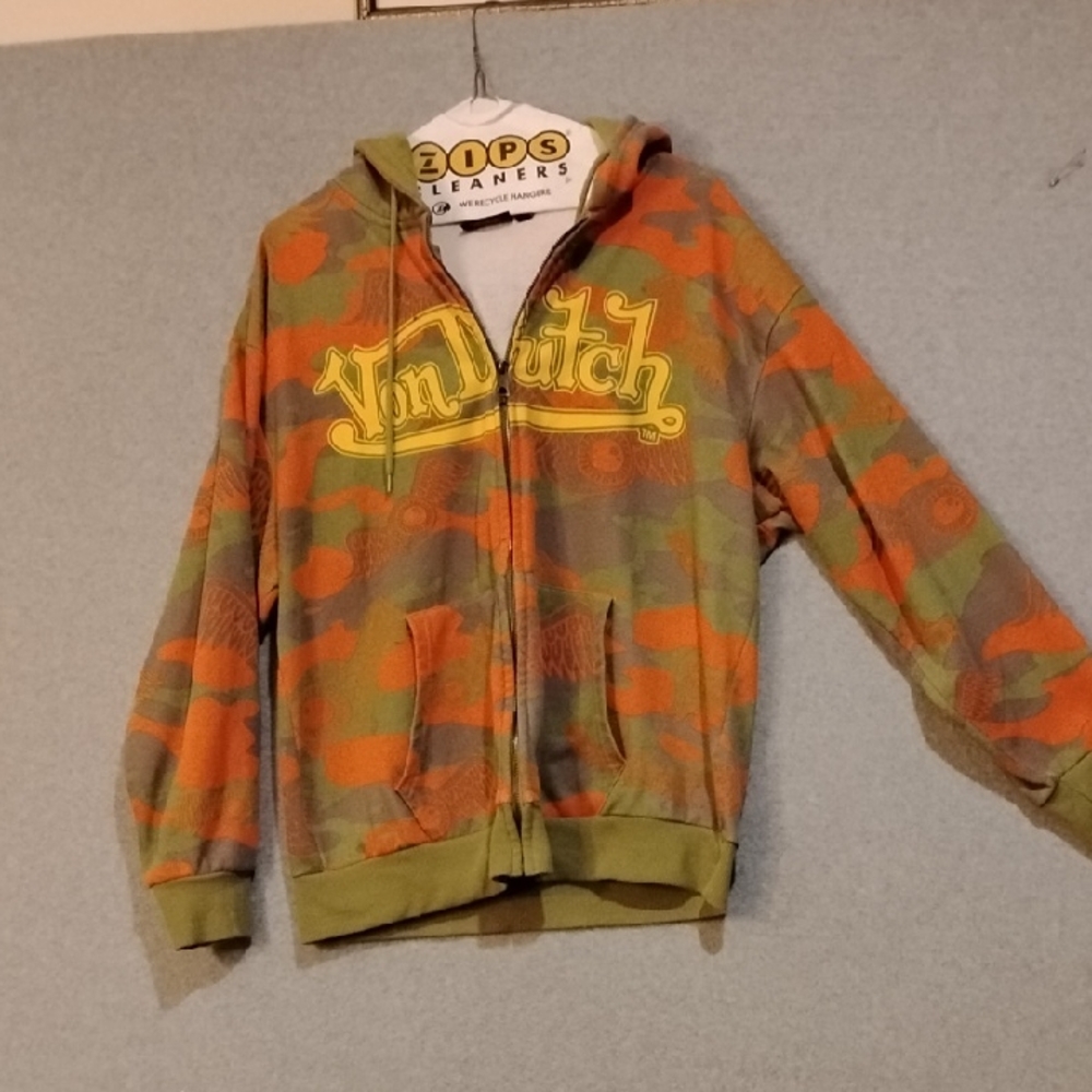 Von Dutch Kids Hoodie - Green and Orange Camo